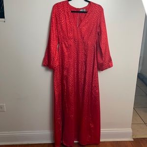 Animal print bell sleeve maxi